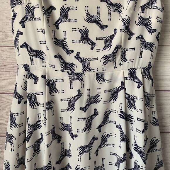 LA Soul White Sleeveless Dress with Navy Blue Zebras Short A-Line Size Small - Picture 13 of 16